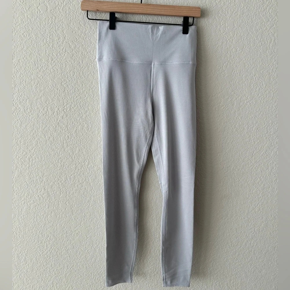 Vuori Blue Gray Skinny Ribbed Studio Yoga Activewear Leggings Size Small